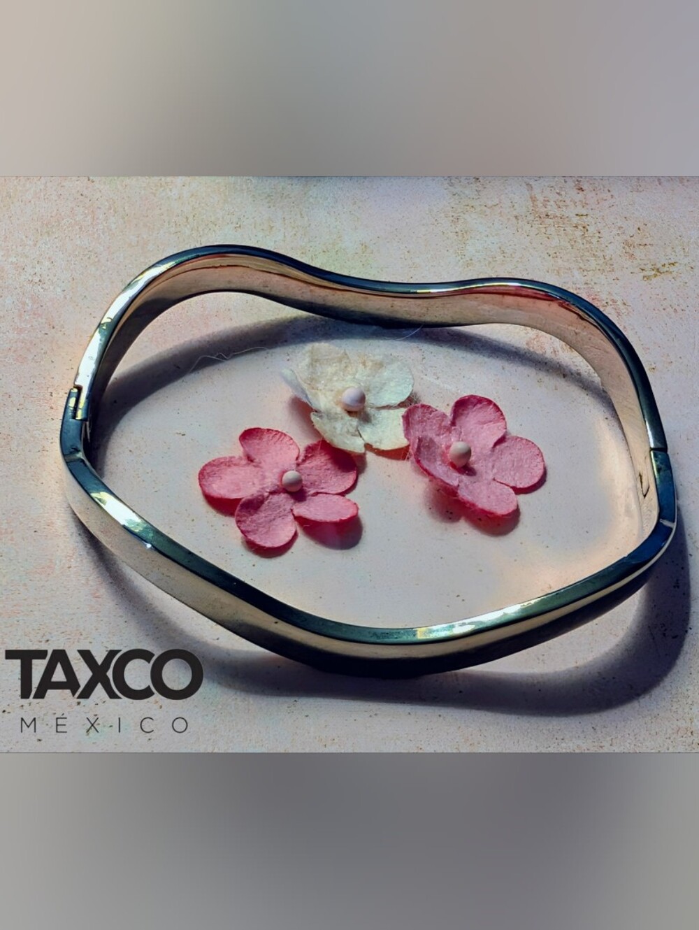 Vintage Taxco Mexico Sterling Silver 925 Modernist Wavy Hinged Bangle Bracelet